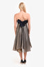 Carolina Herrera Blue/Metallic Strapless Bow Detail Midi Dress Size 2
