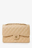 Pre-Loved Chanel™ 2014 Beige Caviar Leather Jumbo Double Flap Bag