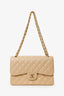 Pre-Loved Chanel™ 2014 Beige Caviar Leather Jumbo Double Flap Bag
