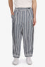 Sportmax Blue Striped Linen Wide Leg Trousers Size 44 Mens