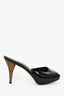 Fendi Black/Zucca Patent Leather/Cork Peektoe Heels Size 36