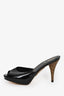 Fendi Black/Zucca Patent Leather/Cork Peektoe Heels Size 36