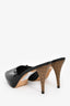 Fendi Black/Zucca Patent Leather/Cork Peektoe Heels Size 36