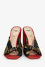 Fendi Red Leather/Zucca Satin Knot Block Heels Size 37.5