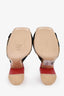 Fendi Red Leather/Zucca Satin Knot Block Heels Size 37.5
