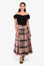 Christian Dior Pink/Black Cotton Tie-Dye Pleated Midi Skirt Size 4