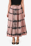 Christian Dior Pink/Black Cotton Tie-Dye Pleated Midi Skirt Size 4
