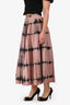 Christian Dior Pink/Black Cotton Tie-Dye Pleated Midi Skirt Size 4
