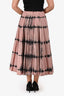 Christian Dior Pink/Black Cotton Tie-Dye Pleated Midi Skirt Size 4