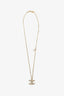 Pre-Loved Chanel™ 2019 Gold Tone Crystal Detail CC Faux Pearl Drop Necklace