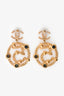 Pre-Loved Chanel™ 2018 Gold Tone Faux Pearl No.5 Chain Embellished Ear Pendants