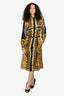 Versace Brown/Yellow/White Silk Baroque Printed Shirt Dress Size 38 With Belt