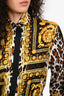 Versace Brown/Yellow/White Silk Baroque Printed Shirt Dress Size 38 With Belt