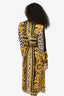 Versace Brown/Yellow/White Silk Baroque Printed Shirt Dress Size 38 With Belt