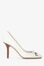 Christian Dior White Leather Cannage CD Charm Heels Size 36