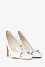 Christian Dior White Leather Cannage CD Charm Heels Size 36