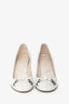 Christian Dior White Leather Cannage CD Charm Heels Size 36