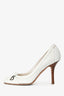 Christian Dior White Leather Cannage CD Charm Heels Size 36