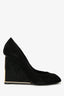 Louis Vuitton Black Suede Crystal Embellished Wedge Heels Size 36