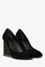 Louis Vuitton Black Suede Crystal Embellished Wedge Heels Size 36