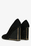 Louis Vuitton Black Suede Crystal Embellished Wedge Heels Size 36