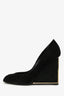 Louis Vuitton Black Suede Crystal Embellished Wedge Heels Size 36