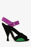 Prada Black Suede Leather Colour Block Peep Toe Sandals Size 36