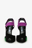 Prada Black Suede Leather Colour Block Peep Toe Sandals Size 36