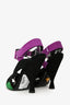 Prada Black Suede Leather Colour Block Peep Toe Sandals Size 36