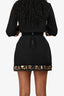 D&G Dolce & Gabbana Black Velvet Waist Crystal Embellished Mini Skirt Size 36