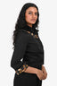 D&G Dolce & Gabbana Black Velvet Collar Embellished Trim Cropped Jacket Size 38