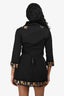 D&G Dolce & Gabbana Black Velvet Collar Embellished Trim Cropped Jacket Size 38