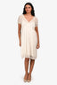 Undercover by Jun Takahashi Cream Silk Fringed Cap Sleeve Mini Dress Size 2