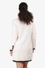 Pre-Loved Chanel™ White Terry Cloth Black/Gold Trim CC Button Cotton Knit Dress Size 36