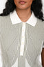 Alberta Ferretti White/Green Ribbed Polo Short Sleeve Top Size 2