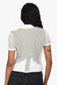 Alberta Ferretti White/Green Ribbed Polo Short Sleeve Top Size 2