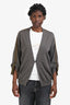 Brunello Cucinelli Green Cashmere Ruched Sleeve Single Buttoned Cardigan Size M