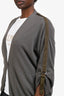 Brunello Cucinelli Green Cashmere Ruched Sleeve Single Buttoned Cardigan Size M
