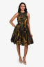 Lanvin 2015 Green Foilage Printed Silk Sequin Dress Size 36