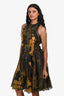 Lanvin 2015 Green Foilage Printed Silk Sequin Dress Size 36