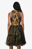 Lanvin 2015 Green Foilage Printed Silk Sequin Dress Size 36