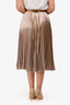 Valentino Brown Velvet Pleated Wrap Midi Skirt Size 42