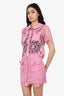 Self Portrait Pink Lace Top + Skirt Set Size 2