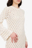 Frame Beige Crochet Shift Long Sleeve Mini Dress Size M