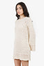 Frame Beige Crochet Shift Long Sleeve Mini Dress Size M