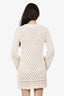 Frame Beige Crochet Shift Long Sleeve Mini Dress Size M