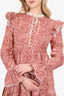 Zimmermann Pink Linen Paisley Print Lace-trimmed Mini Dress Size 2