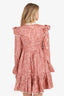 Zimmermann Pink Linen Paisley Print Lace-trimmed Mini Dress Size 2