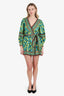 Alice & Olivia Green/Yellow Floral Print Simona Wrap Mini Dress Size 2