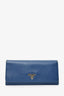 Prada Blue Saffiano Leather Long Wallet